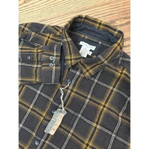 Carbon2Cobalt Men's Medium Timbers Flannel Brown/Gold Plaid Long‎ Sleeve Shirt